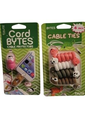 NEW in Pkg Tech Bundle: Cord Bytes Cable Protectors & 4 Pc Cable Ties